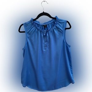 Ann Taylor Light Blue Shirt Sleeve Shell Blouse 8 New With Tags w/ruffle detail